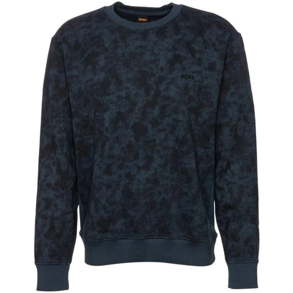 Hugo Boss We_CamoOver bedrucktes Herren-Sweatshirt aus Baumwolle – Marineblau