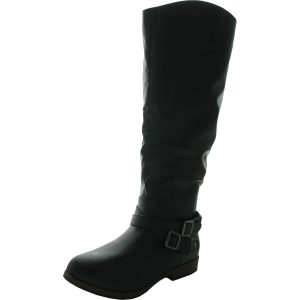 April kniehohe Stiefel – überkreuzte Vorderseite, Kunstleder