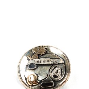 Jasper Damen-Cartoon-Brosche mit Diamant aus Sterlingsilber und Gelbgold
