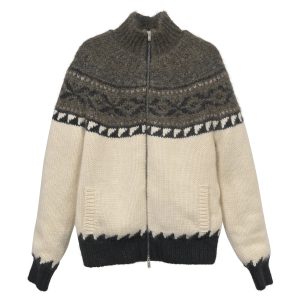 Saint Laurent Strickjacke aus weißer Wolle mit Reißverschluss – 7748641390652