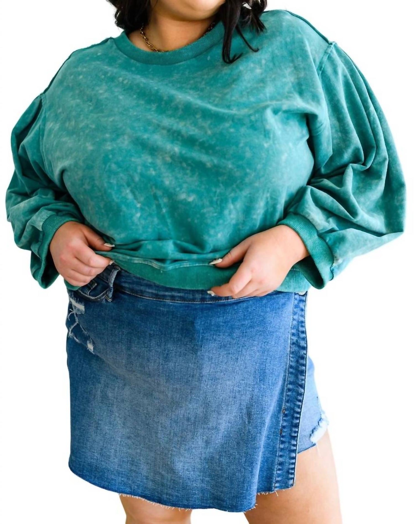 Tied Up Cuteness 7732544438332 Pullover – Mineral-Waschung, Petrol