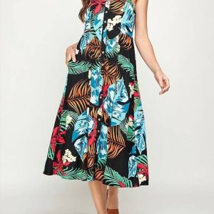 Maxikleid – Knopfleiste, Schwarz