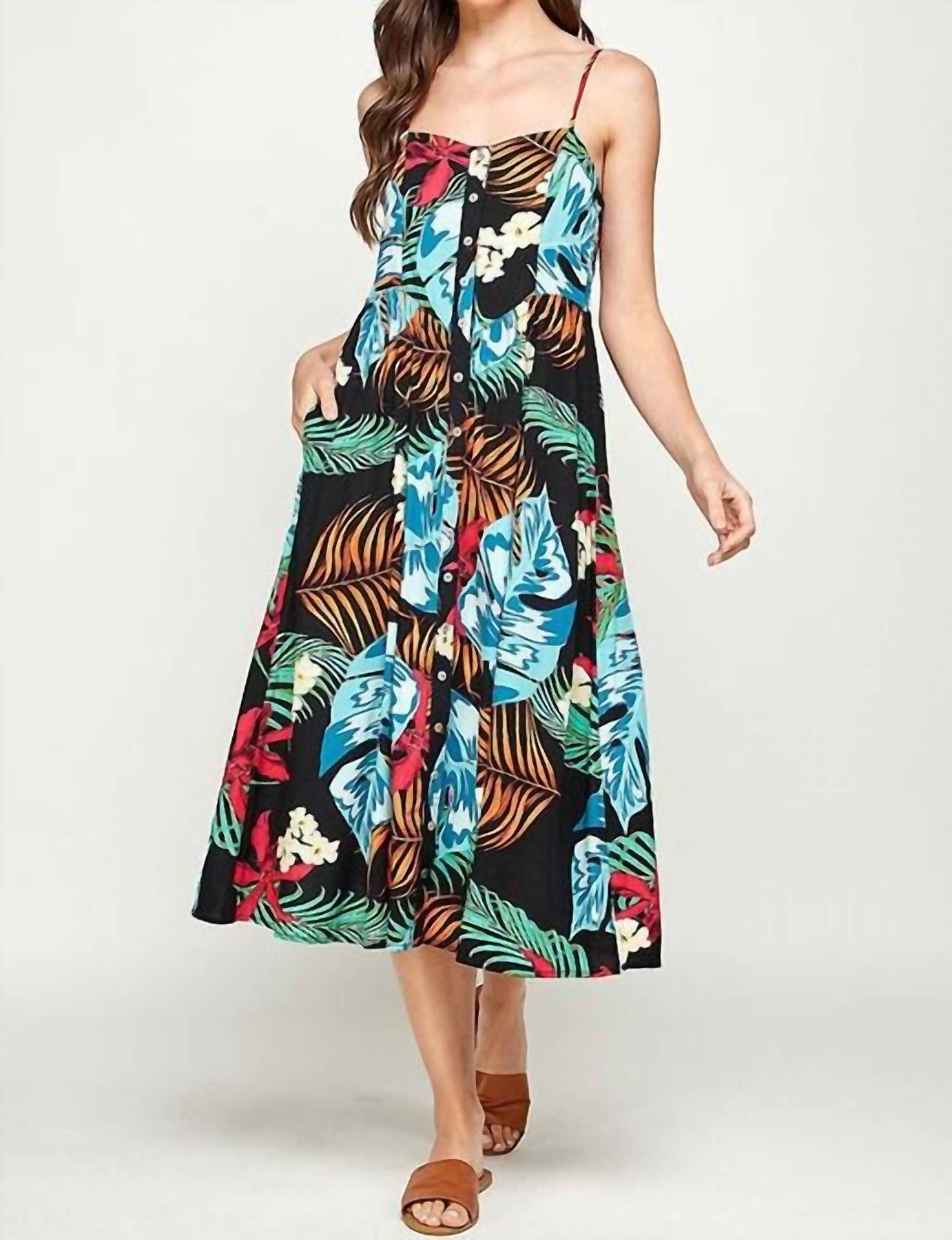 Maxikleid – Knopfleiste, Schwarz