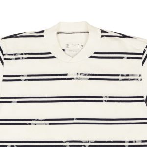 Sacai Dixie gestreiftes T-Shirt – Weiß/Marineblau