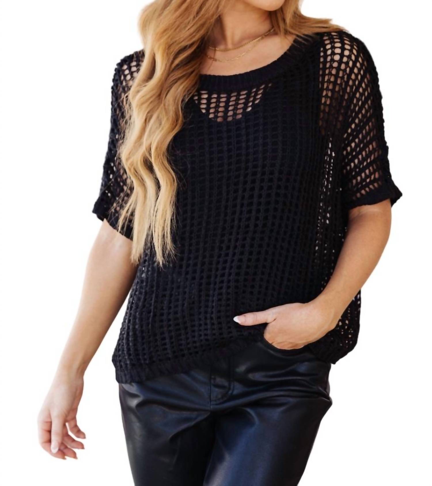 Coastal Dreams Netz-Top in Schwarz