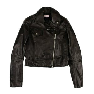 Schwarze Biker-Lederjacke