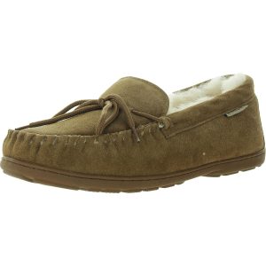 Leder-Hausschuhe im Loafer-Stil mit Schleife