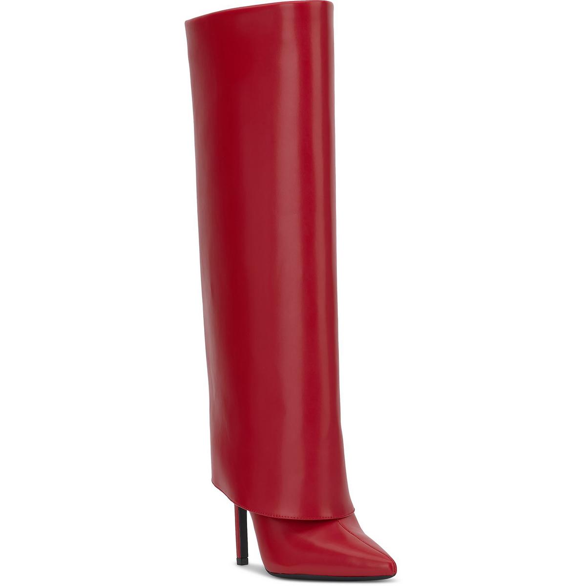SKYLARP kniehohe Stiefel – Kunstleder, weiter Wadenschaft