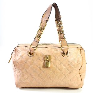 Marc Jacobs Satchel Westdie Shoulder Handtasche – goldfarben, Leder, gesteppt, Damen, Beige