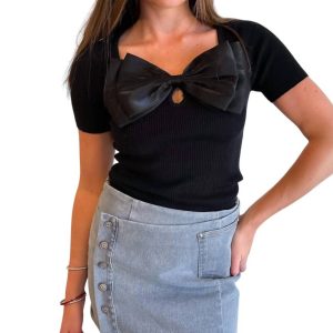 Klassisches Top mit Schleife in Schwarz