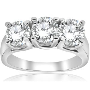 Verlobungsring mit drei Diamanten, 3 ct, 14 K Weißgold