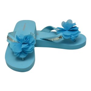 Blaue Mädchen-Sandalen aus EVA-Schaum mit Pailletten, Kindergrößen 11–4