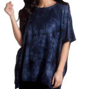 Superweicher Poncho mit Batikmuster – Denim