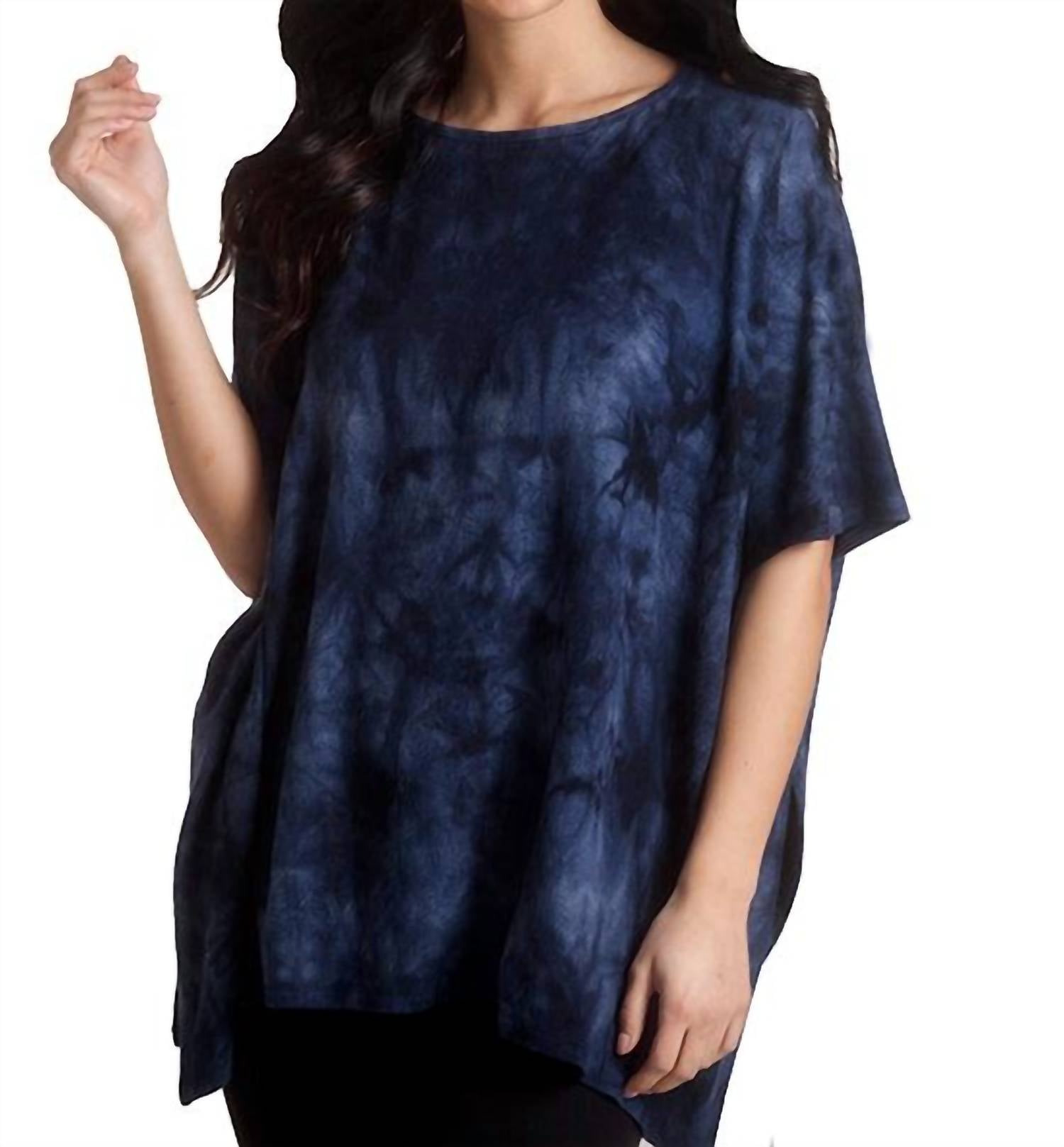 Superweicher Poncho mit Batikmuster – Denim