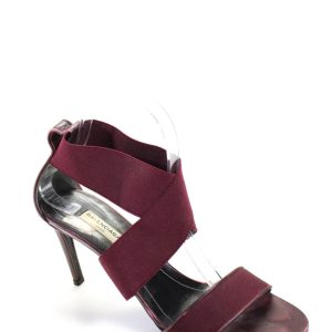 Balenciaga Paris Sandalen – überkreuzte Riemen, Stilettoabsatz, Damen, Nylon, Rot