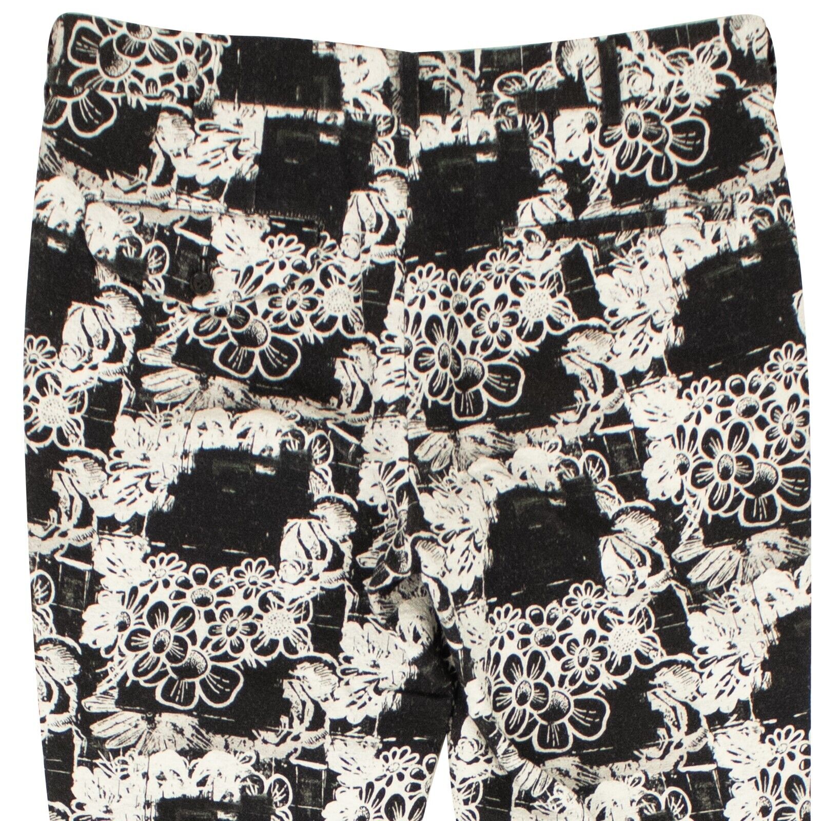 Comme Des Garcons Baumwollhose mit Blumenmuster in Schwarz-Weiß
