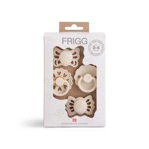 FRIGG Baby’s First Schnuller im Design Floral Heart in Creme, 4er-Pack