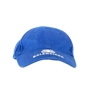 Balenciaga Baseballkappe mit Logo aus blauer Baumwolle