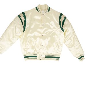 Nylon-Steppjacke in Creme und Waldgrün