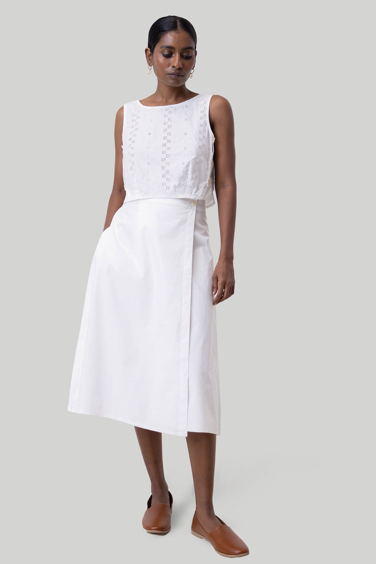 Kastenförmiges Crop-Top – Weiß