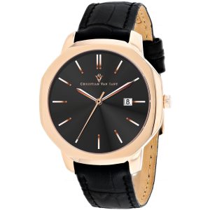 Christian Van Sant Octavius Slim Herrenuhr mit schwarzem Zifferblatt – 7150727430204