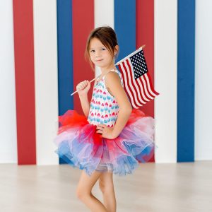 Cute Tank Ballettbody mit Tutu – Weiß, Rot