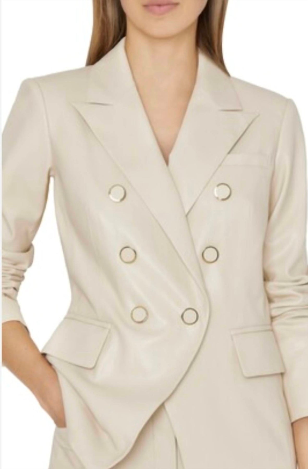 Inez Blazer aus veganem Leder in Ecru