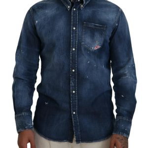 Dsqua² Washed Colla langärmeliges Herren-Freizeithemd