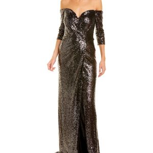 Rene Ruiz Abendkleid – schulterfrei, Pailletten