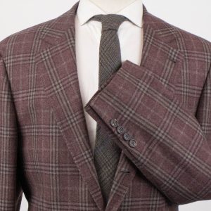Blazer – zwei Knöpfe, Bordeaux, Karomuster, Wolle