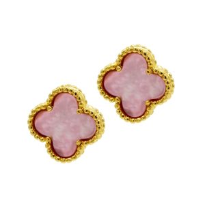 14-K-vergoldete Blumen-Ohrstecker aus rosa Perlmutt