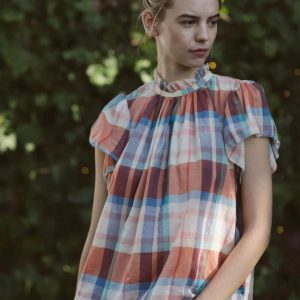 Carla Market Hemd – hoher Ausschnitt, Damen, Karomuster
