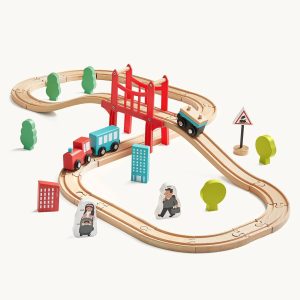 Tiny Land® umweltfreundliches Holzeisenbahnset für Kinder – 39 Teile