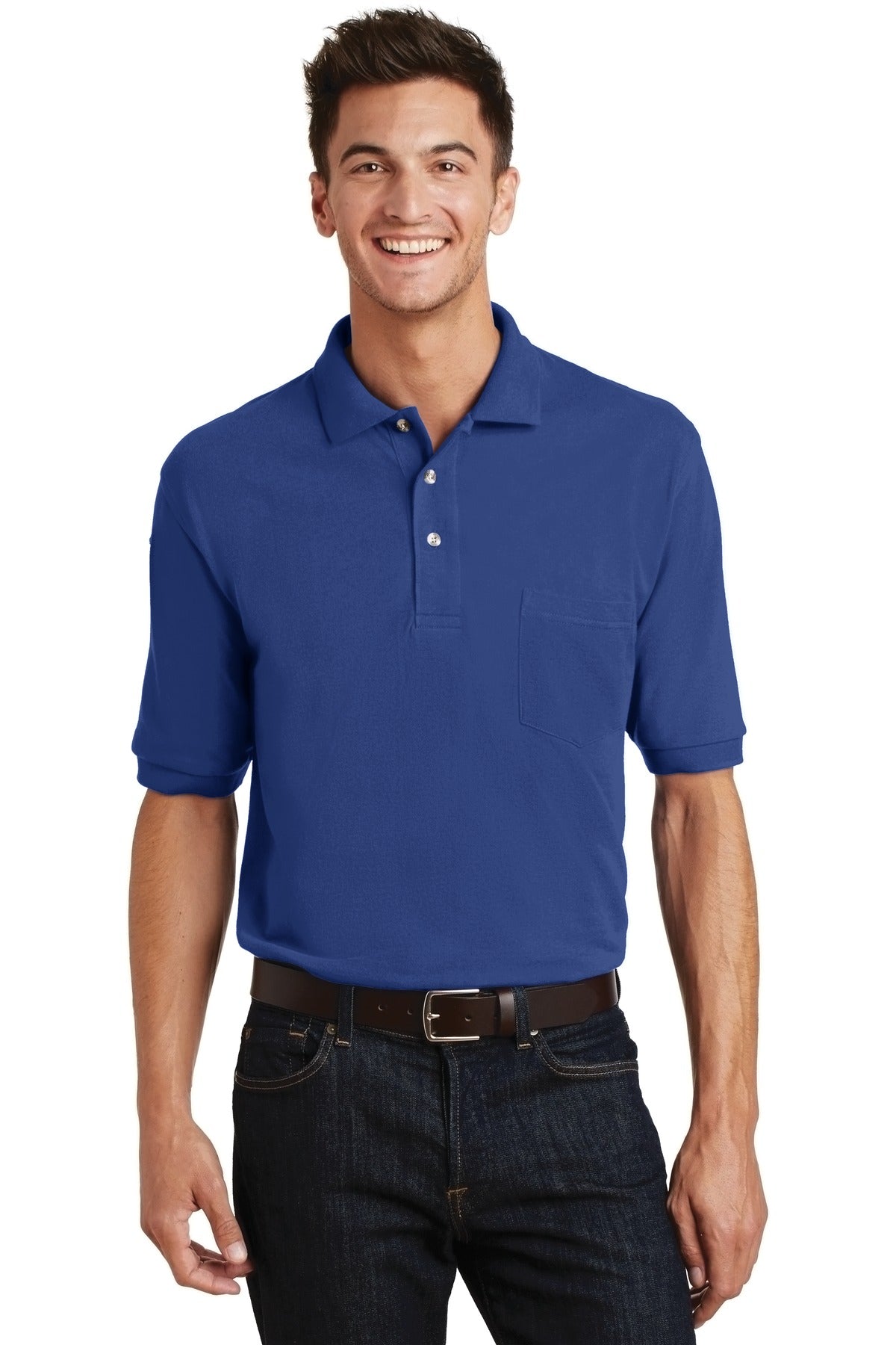 Port Authority schweres Herren-Baumwoll-Piqué-Poloshirt mit Tasche – K420P