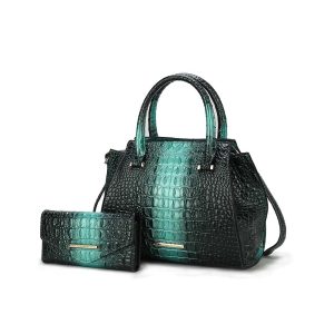 Bently by Mia K. Set aus Shopper und Geldbörse – Krokoprägung