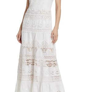 Alora Midikleid – Herzausschnitt, bestickt, Weiß