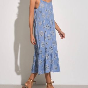 Eyelet Maxikleid – Blau