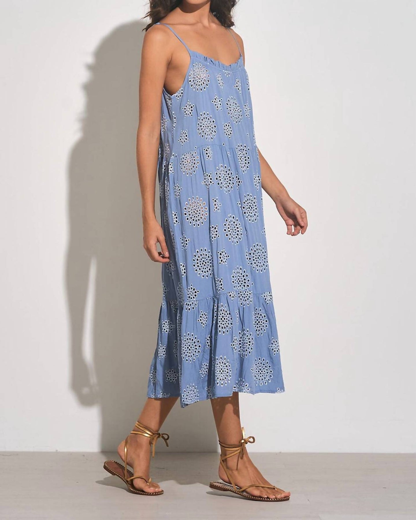 Eyelet Maxikleid – Blau