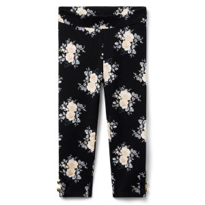 Janie and Jack Kinder-Ponte-Hose mit Blumenmuster und knöpfbaren Bündchen