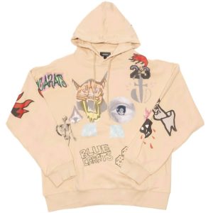 Grunge Herren-Kapuzenpullover – Creme