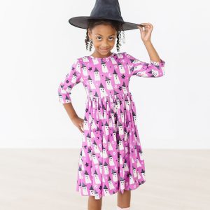 Witches Boo Kleid mit schwingendem Rock – 3/4-Ärmel, Taschen