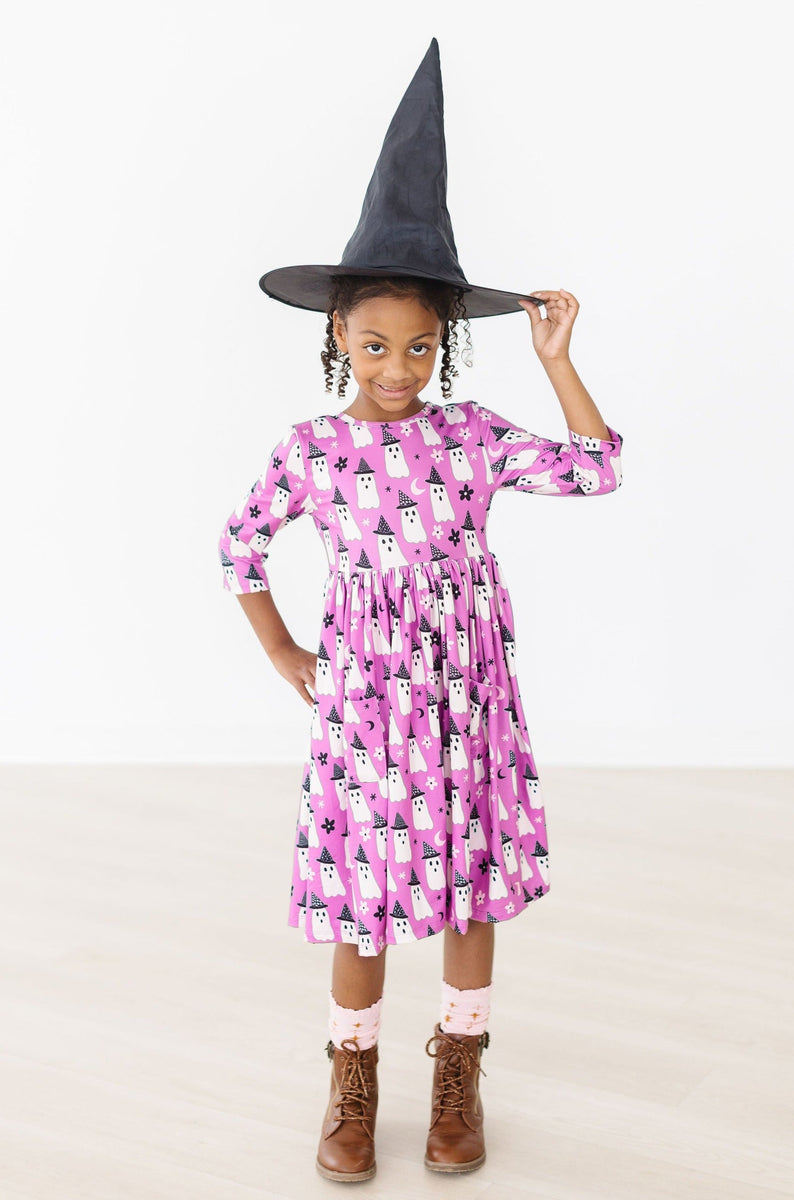 Witches Boo Kleid mit schwingendem Rock – 3/4-Ärmel, Taschen