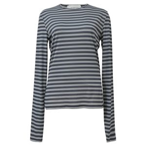 Sportmax Top – Baumwolle, Langarm, Streifenmuster, Hellblau – 7748646993980