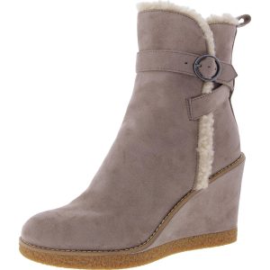 Stiefeletten – Velourslederimitat, Kunstfell