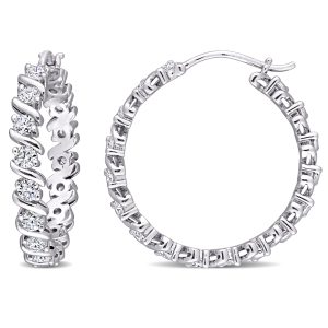 Mimi & Max Creolen aus Sterlingsilber mit synthetischem Moissanit – 1 1/4 ct DEW