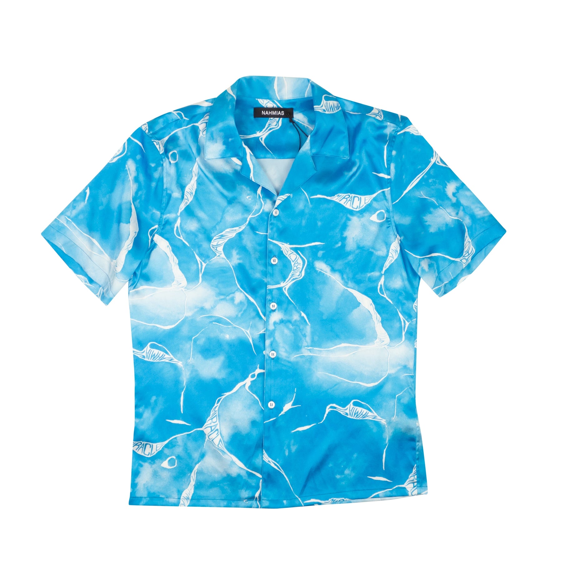 Miracle Hemd – Knopfleiste, Batikmuster, Seide, Blau