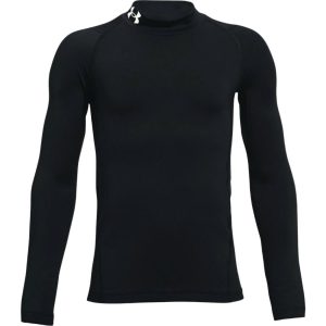 ColdGear Armour langärmeliges Jungen-Oberteil mit Stehkragen – Schwarz/Weiß – 7733830287420