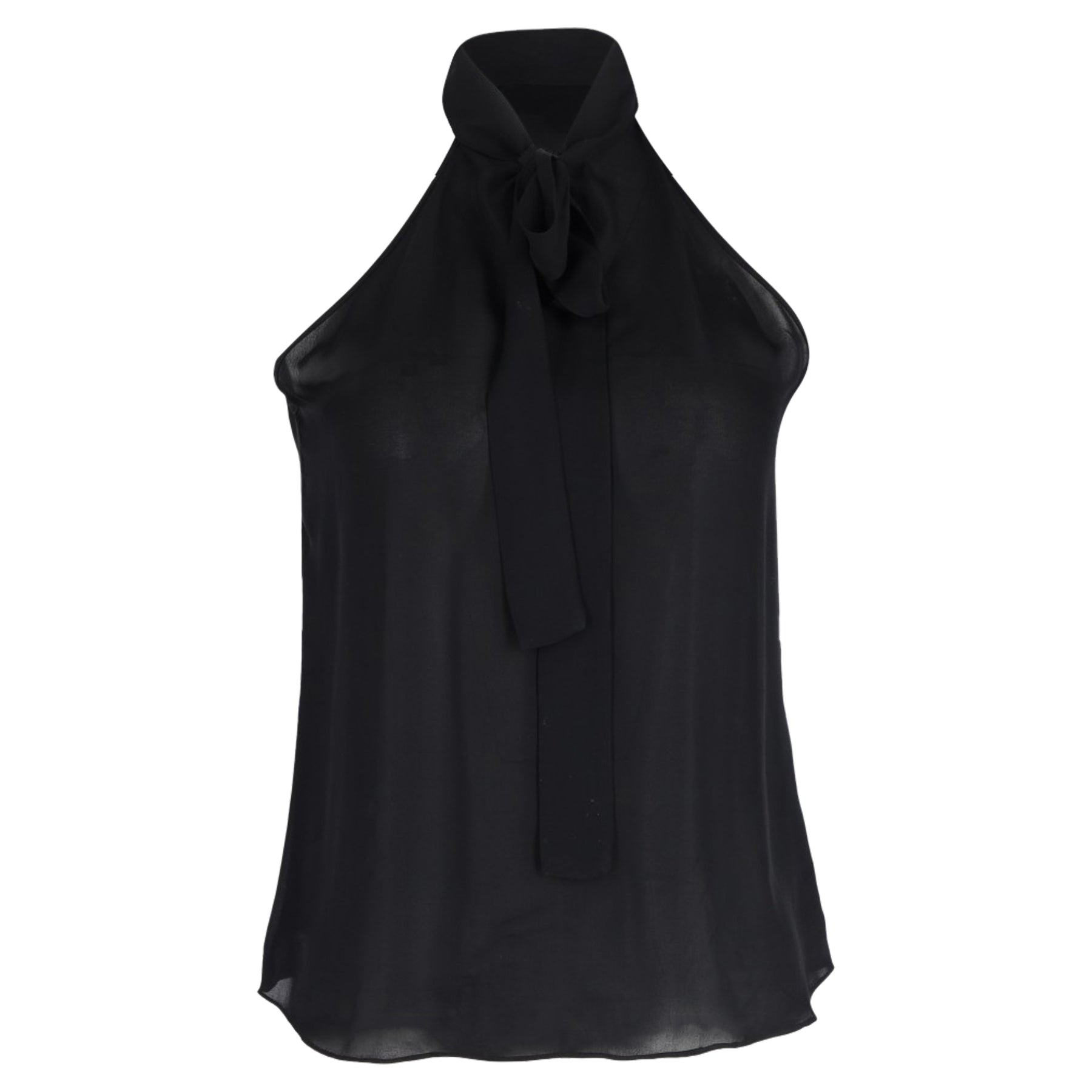 Nili Lotan Zelie Neckholder-Oberteil aus schwarzer Seide mit Schleifendetail