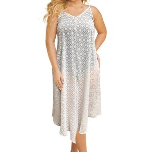 V-Bottom Strandkleid – große Größen, Weiß