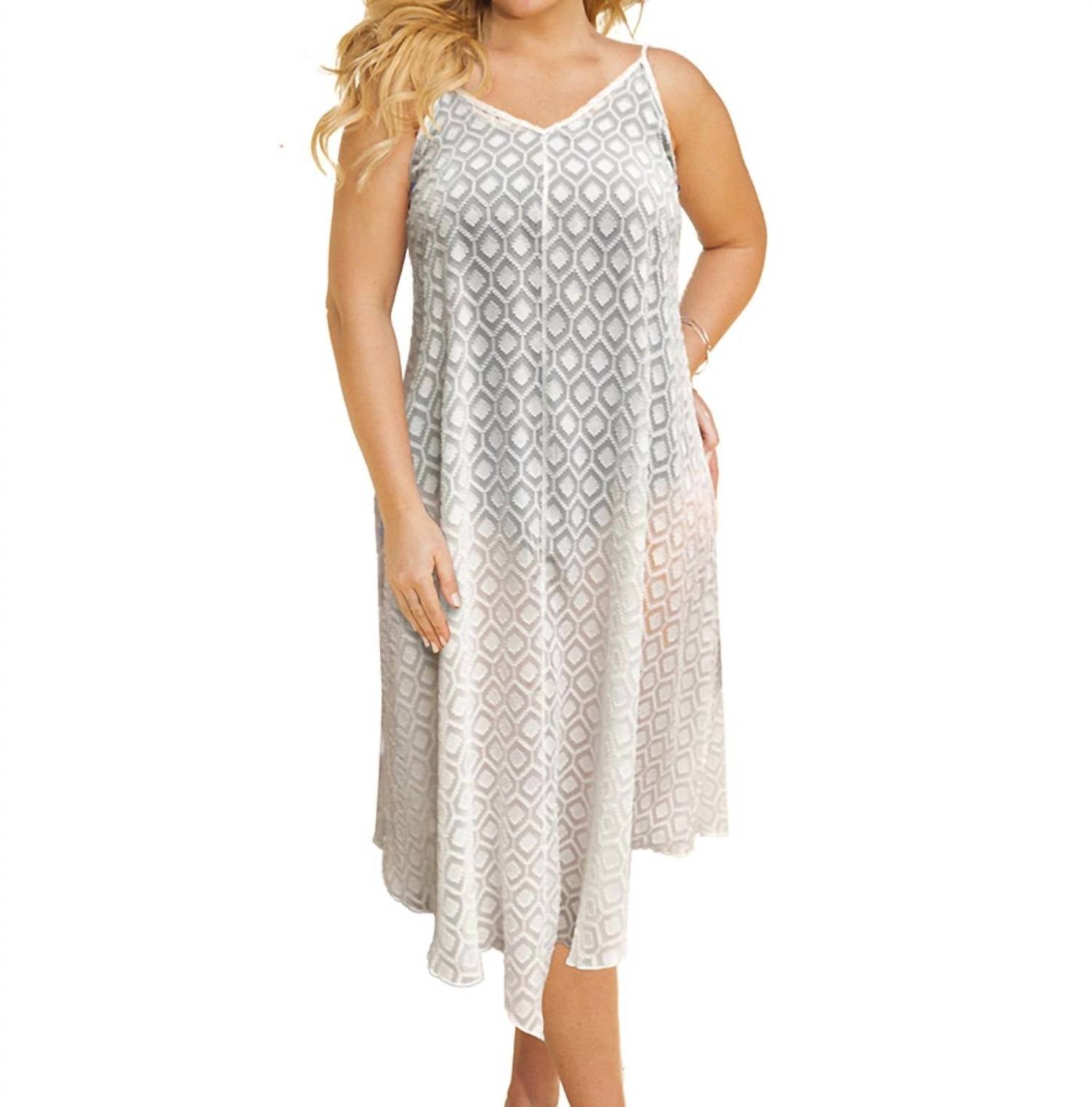 V-Bottom Strandkleid – große Größen, Weiß